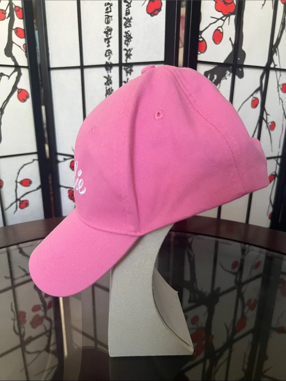 Barbie Hot Pink Embroidered Logo Baseball Hat with adjustable snap back